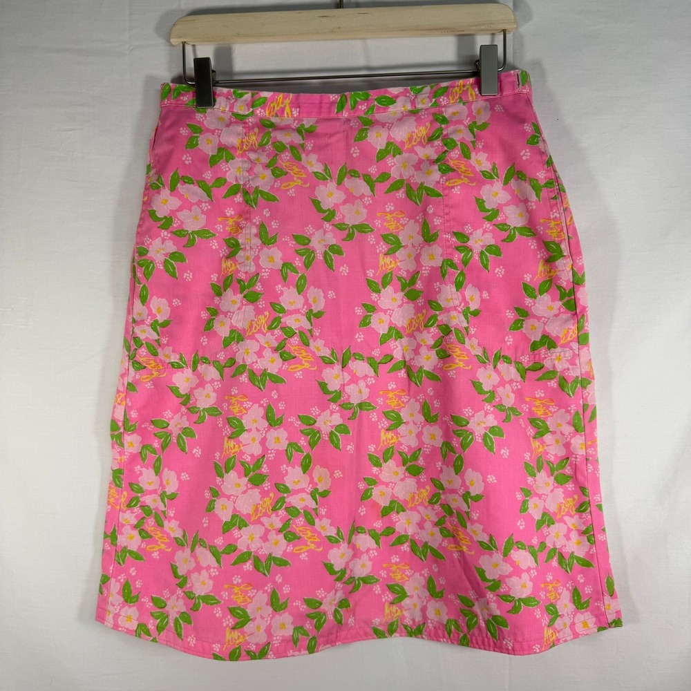 Floral Print Vintage Skirt Pink Green Flowers A-Line Casual Everyday Skirt‎